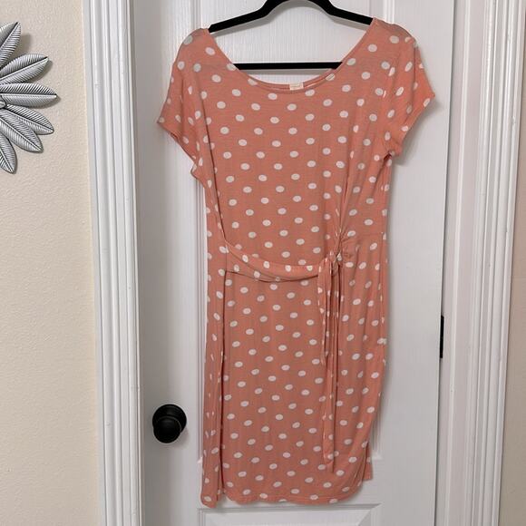 Fashion Iris peach polkadot dress size L - Picture 1 of 5